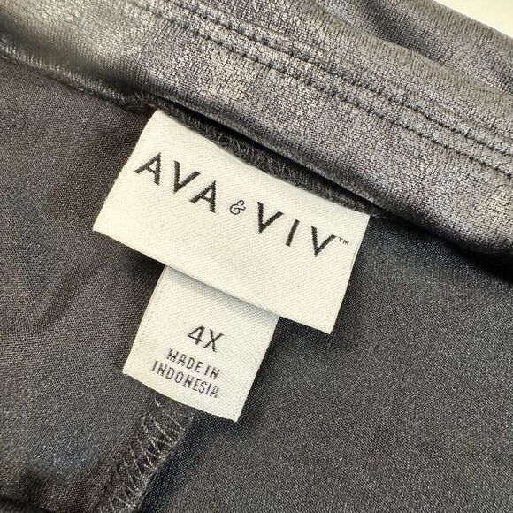 NWT Ava + Viv Plus Size Black Faux Leather Leggings High Waist Ankle - Size 4XL - Picture 4 of 6